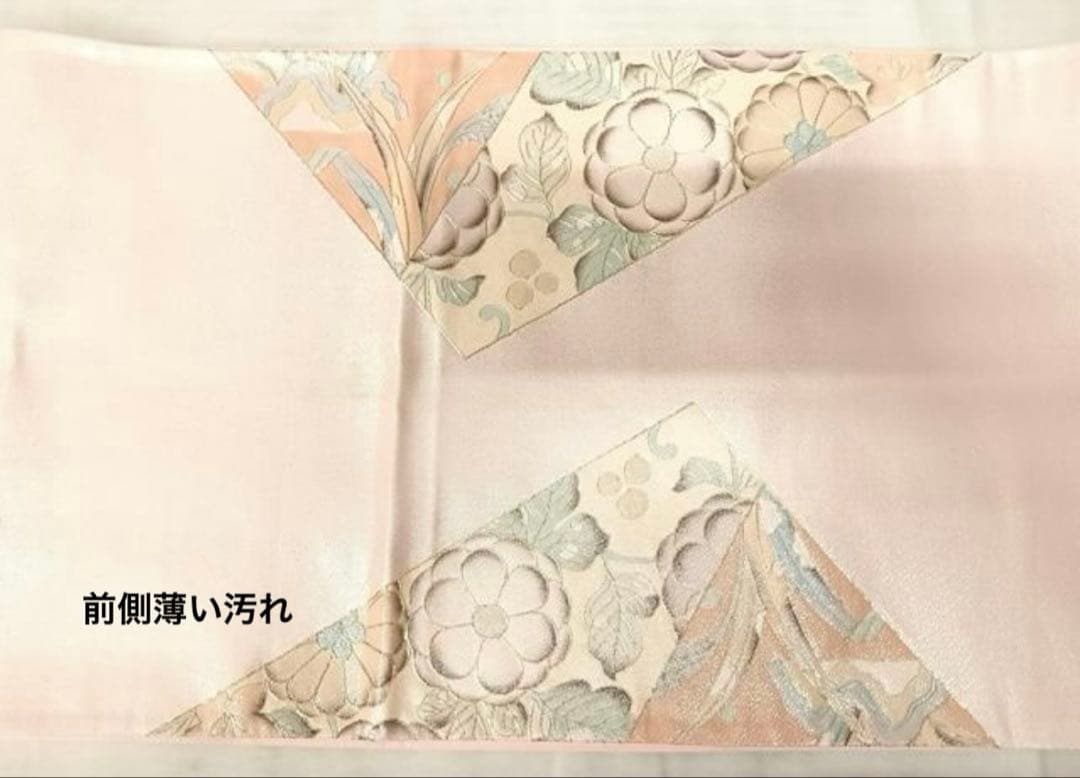太鼓柄袋帯 駒刺繍 花唐草文 銀糸 銀通し地 正絹 - メルカリ