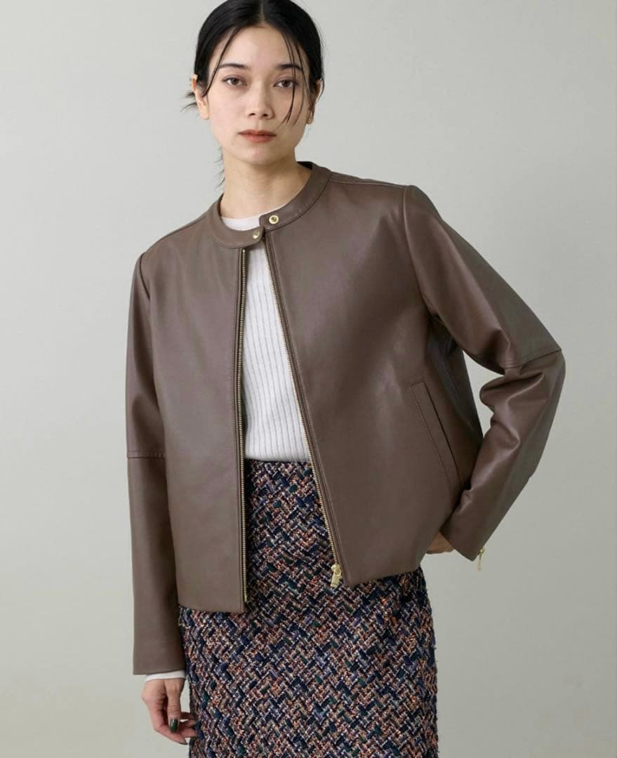 美品 INED 定価8.3万 現行 ラムレザー ジャケット ジップアップブルゾン ラムレザー ジップアップブルゾン｜INED（イネド）｜フランドル