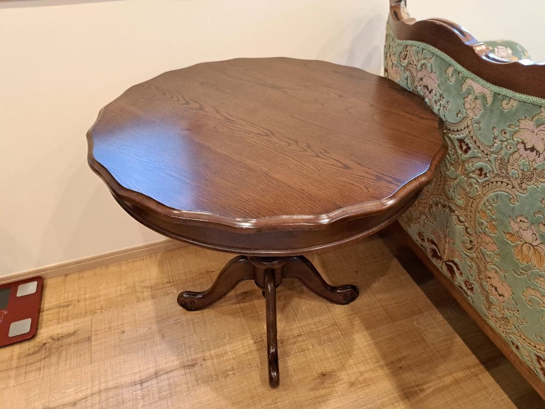 木製 円形テーブル ダークブラウン 装飾的な脚 幅120cm］円形ダイニングテーブル 単品 4人掛け 木製 格子脚 北欧