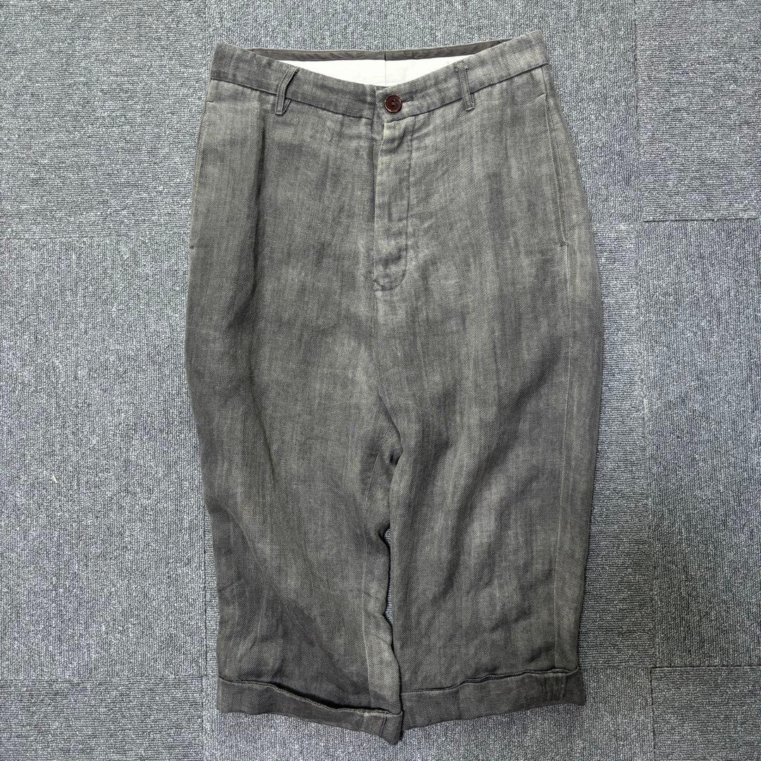初期 RICK OWENS アーカイブ リネン サルエルパンツ グレー リックオウエンスRick Owens DIRT ドローストリングクロップドサルエル