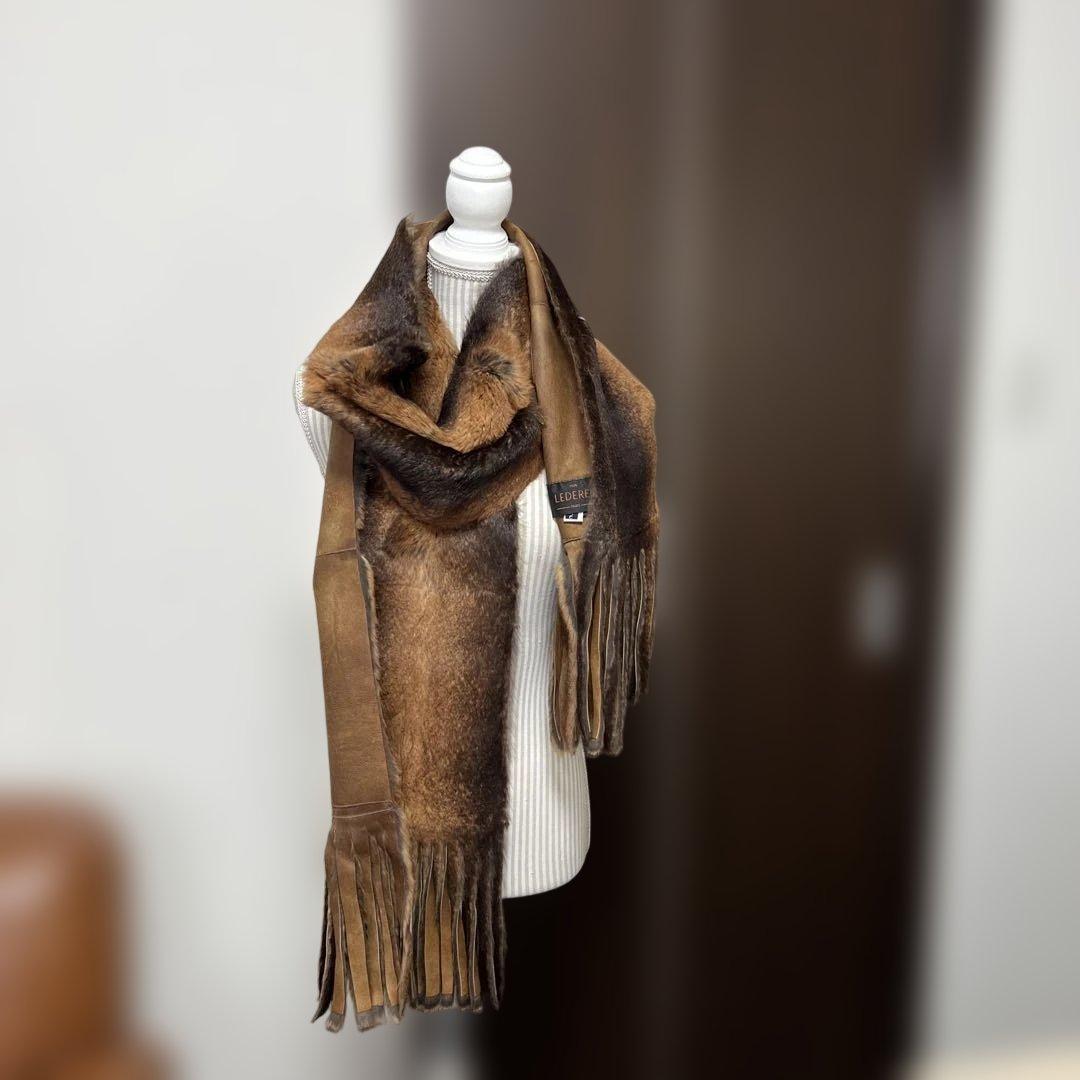 LEDERERリアルレザー×ファーマフラー☆ FURLA（フルラ） マフラー ストール フェイクファー マフラー レザー