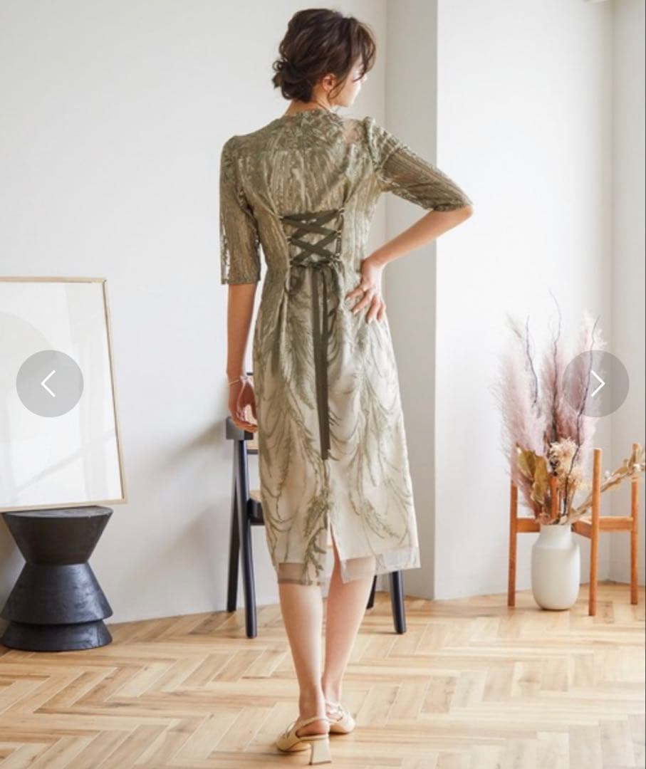 オケージョン用刺繍レースバックリボンドレス S PREFERIR（プレフェリール） ドレス 「ZOZOTOWN殿堂入り」結婚式