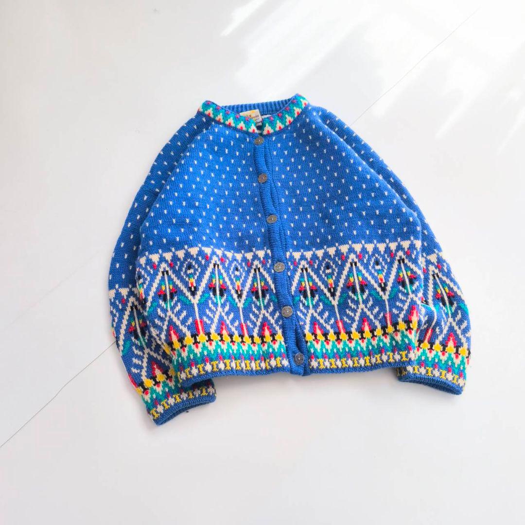 ダーレオブノルウェー ノルディックカーディガン チロリアンニット　花柄　　A1 DALE OF NORWAY ダーレオブノルウェー 80s ヴィンテージ ノルディック