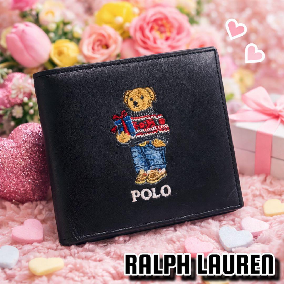 本革✨RALPH LAUREN✨ラルフローレン✨財布✨ポロベア✨レザー✨二つ折り POLO RALPH LAUREN（ポロ・ラルフローレン） 並行輸入 ポロ ラルフ