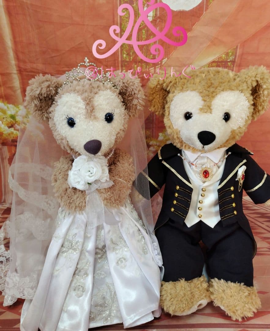 Appleダッフィーシェリーメイウェディングコスチューム 名入れ靴付 刺繍 ダッフィー シェリーメイ ウエディング コスチューム