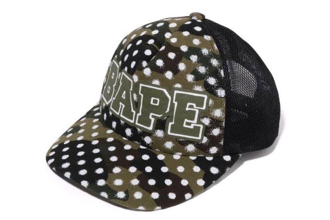 A BATHING APE メッシュキャップ カーキ 水玉 A BATHING APE® 2025 SUMMER COLLECTION | bape.com