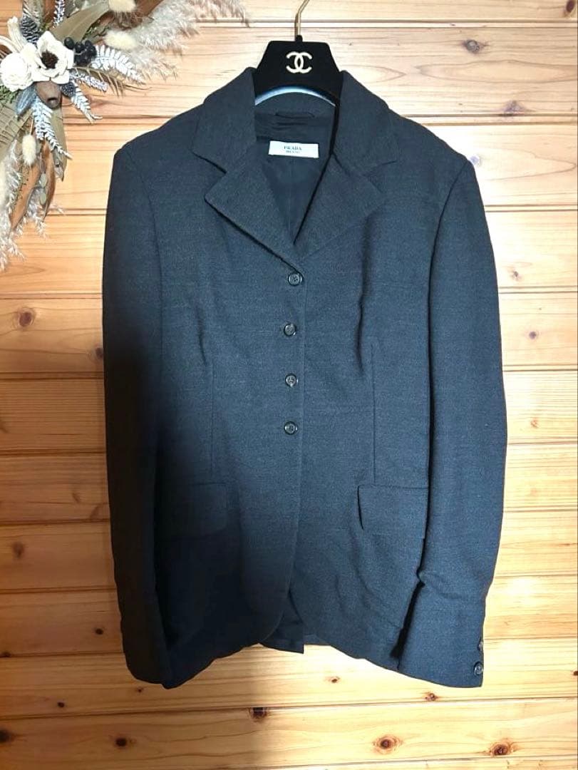 PRADA プラダ ビンテージ ウール ジャケット 44 クリアランス対象｜PRADA プラダ / カシミヤウール トライアングルロゴ
