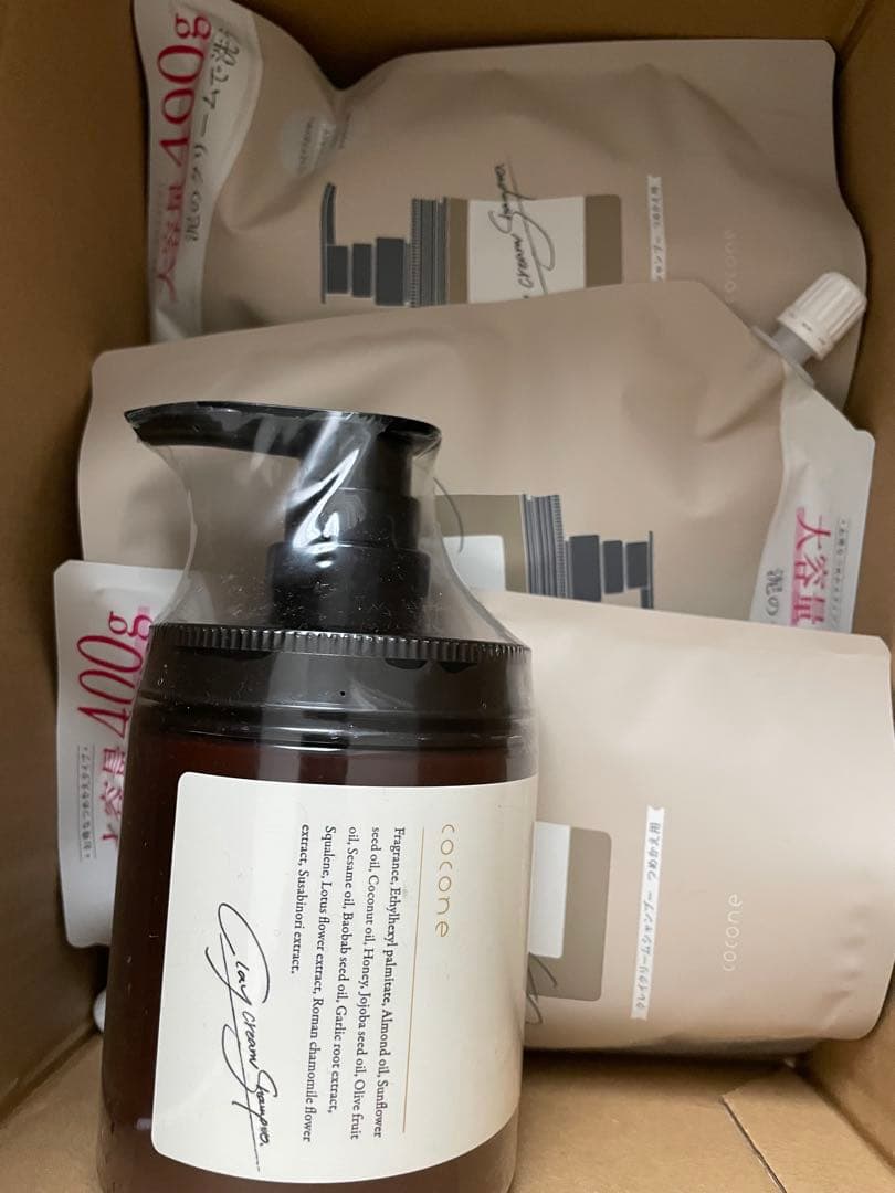 cocone クレイクリームシャンプー 本体1つと詰め替え3つセット⭐︎ cocone 爆買 公式 シャンプー ココネ 3本 スムース クレイ クリーム 詰