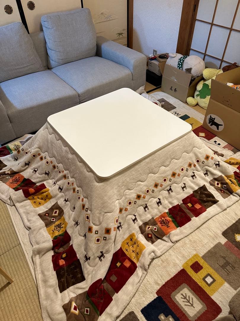 ニトリ　こたつ　フルセット　スクエアこたつ ホワイト・ナチュラルウッド　掛ふとん こたつ掛ふとん 正方形(Nウォーム NR2505) | ニトリネット【公式