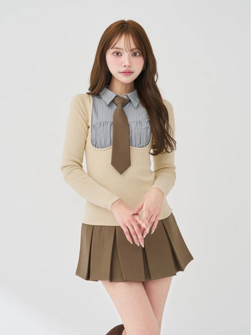 Darich ネクタイシャツドッキングニットミニワンピース - メルカリ