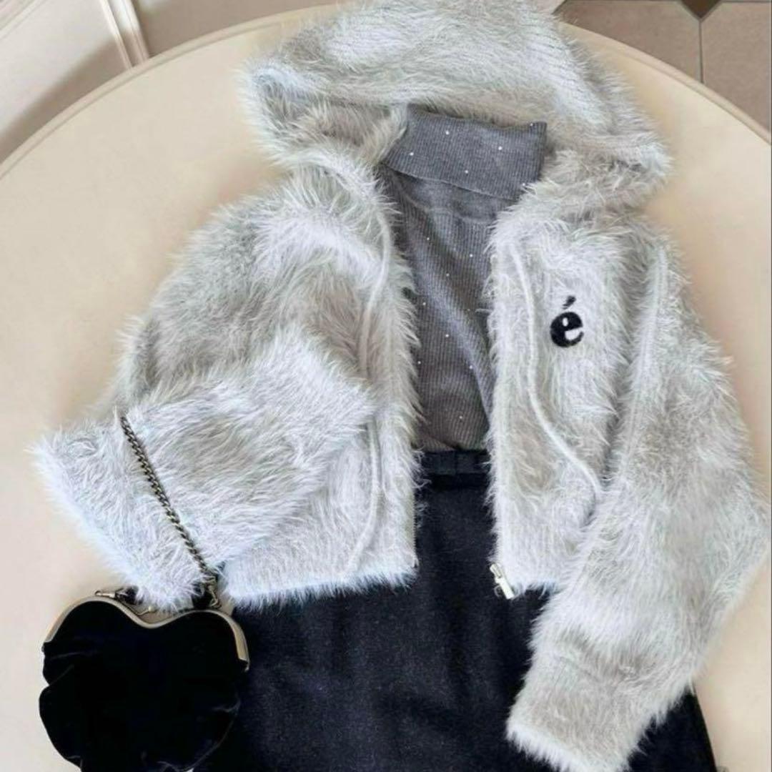 epine エピヌ e shaggy knit zipper hoodie - メルカリ