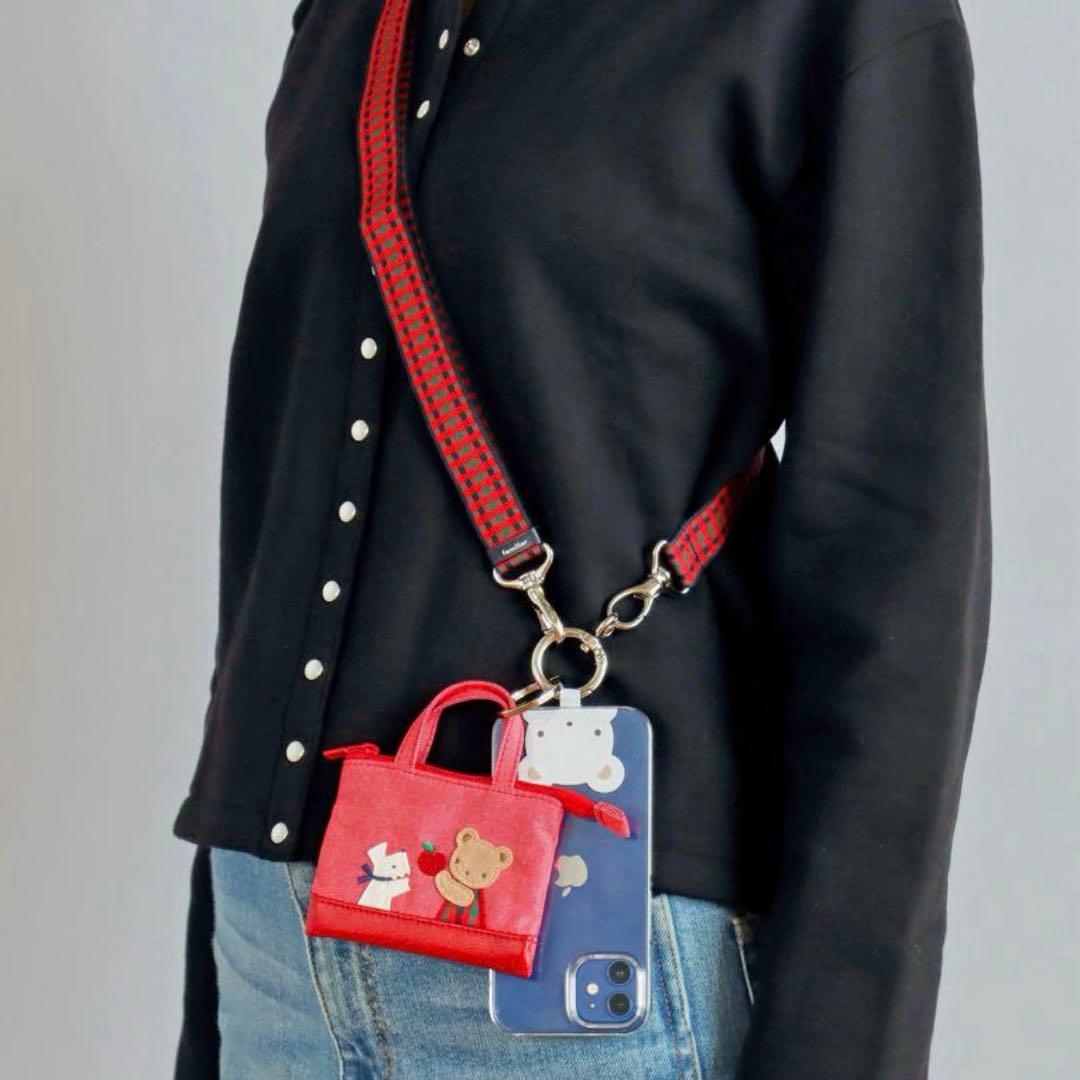 新品未開封】ファミリア ミニデニムバッグ 赤 familiar チャーム