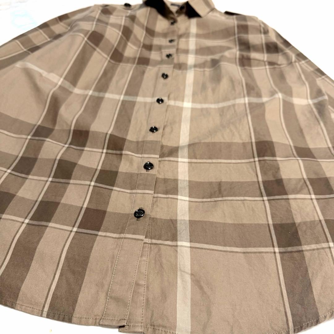 美品】バーバリーロンドン メガチェック柄 長袖 シャツ 46 大きいサイズ 茶