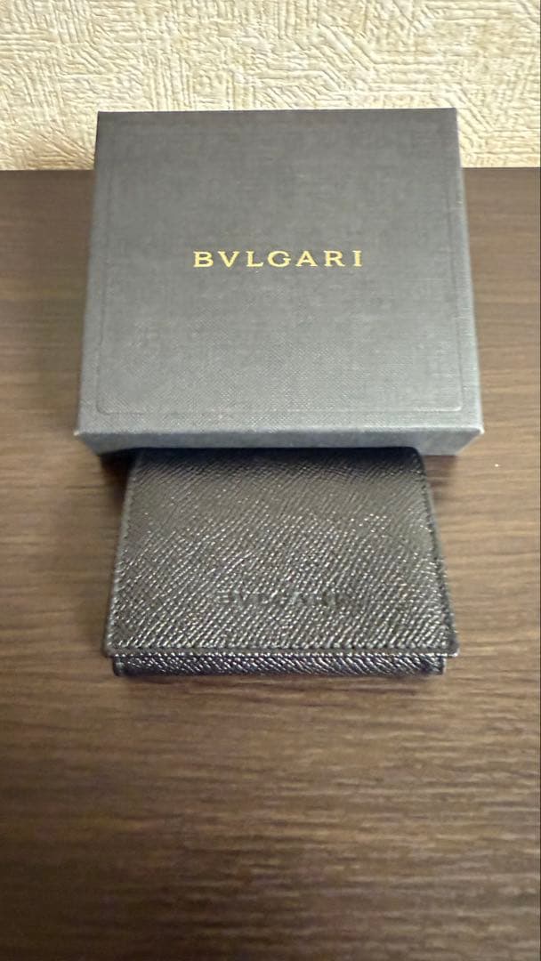 【英一】 BVLGARI ケース 小銭入れ ブラック BVLGARI（ブルガリ） 小銭入れ キーリング付 レザー コインケース