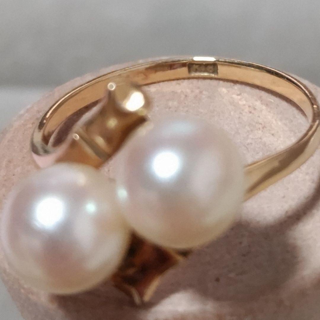 がっちゃん様 専用です」18K 本真珠 ダブルパール リング ゴールド