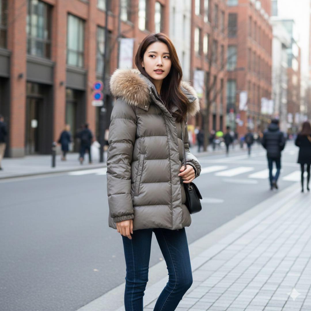 モンクレール メス ダウンジャケット フードファー付 00 グレージュ 希少 モンクレール メス ダウンジャケット フードファー付 00 グレージュ