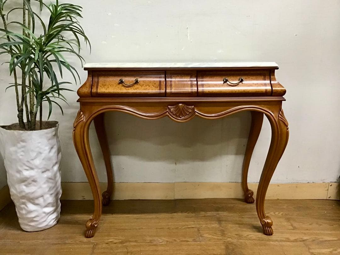 Pリン☆管27☆イタリア製☆アンティーク☆天板大理石☆コンソールテーブル 期間限定セール☆コンソールテーブル 大理石調 玄関テーブル 省