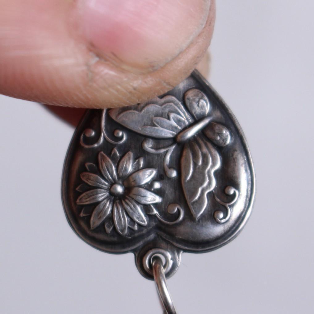 40s スウィートハートジュエリー WW2 シルバー バタフライ 蝶 花