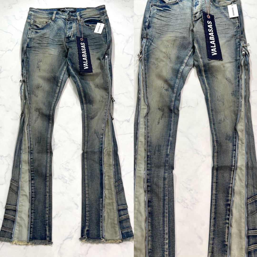 バラバサスVALABASAS サイドジッパースキニーフレアデニム 新品未使用