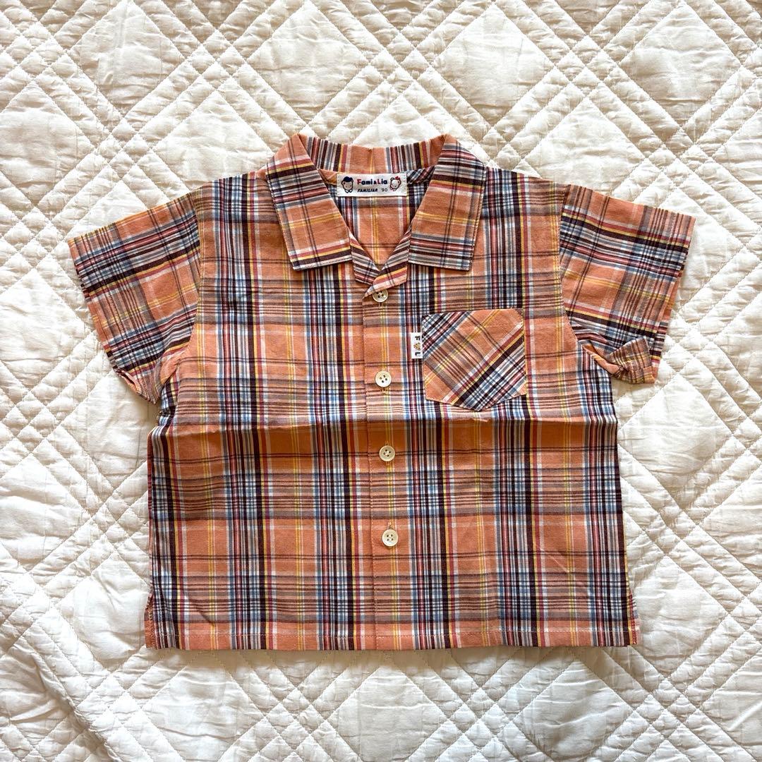 未使用】familiar ファミリア チェックシャツ 90センチ 半袖 - メルカリ