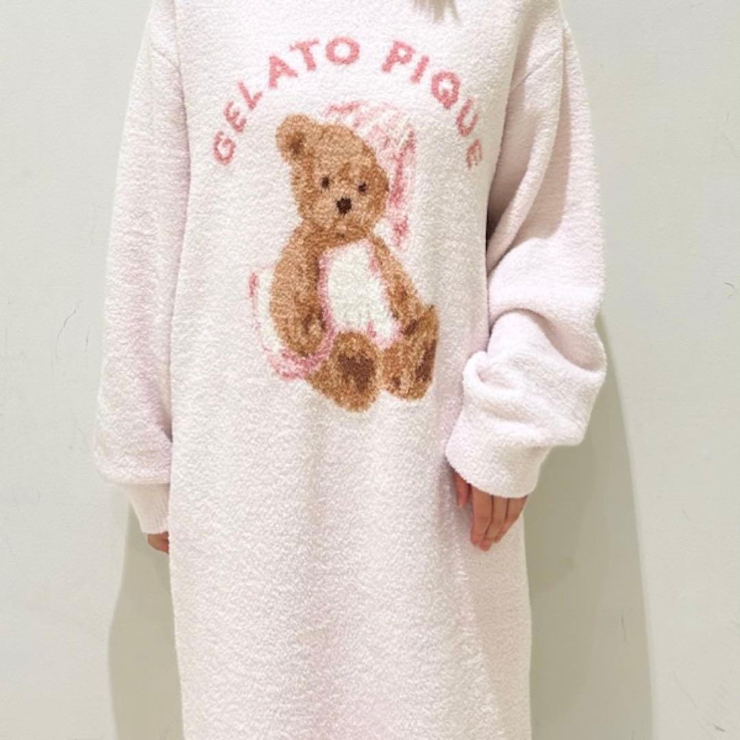☆ジェラートピケ グッドナイトベア ジャガードワンピース ピンク くま
