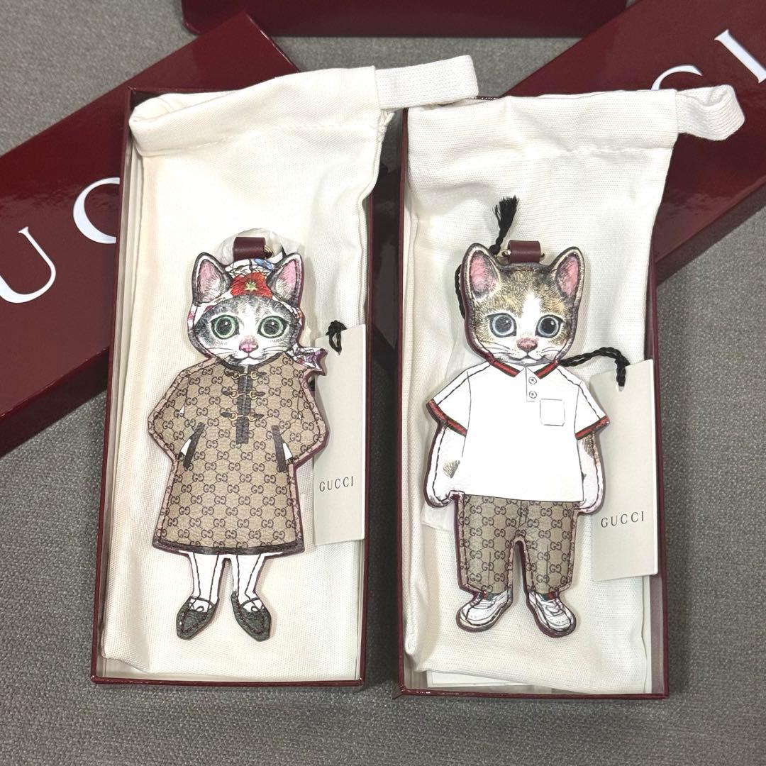 日本限定ヒグチユウコGUCCI猫チャームボリス＆ボーセット【新品未使用