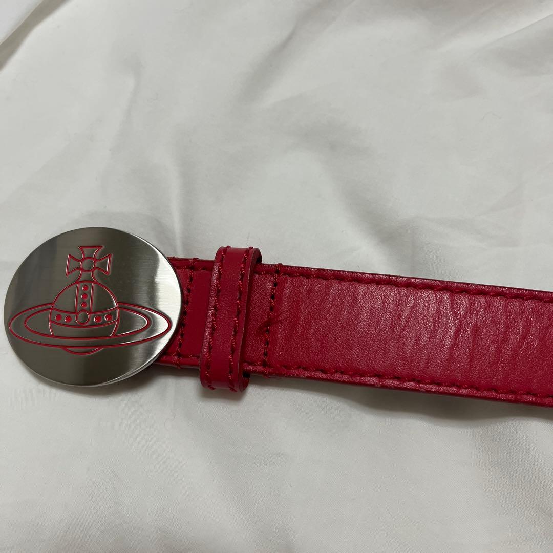vivienne Westwoodバックル ベルト シルバー レッド レザー - メルカリ