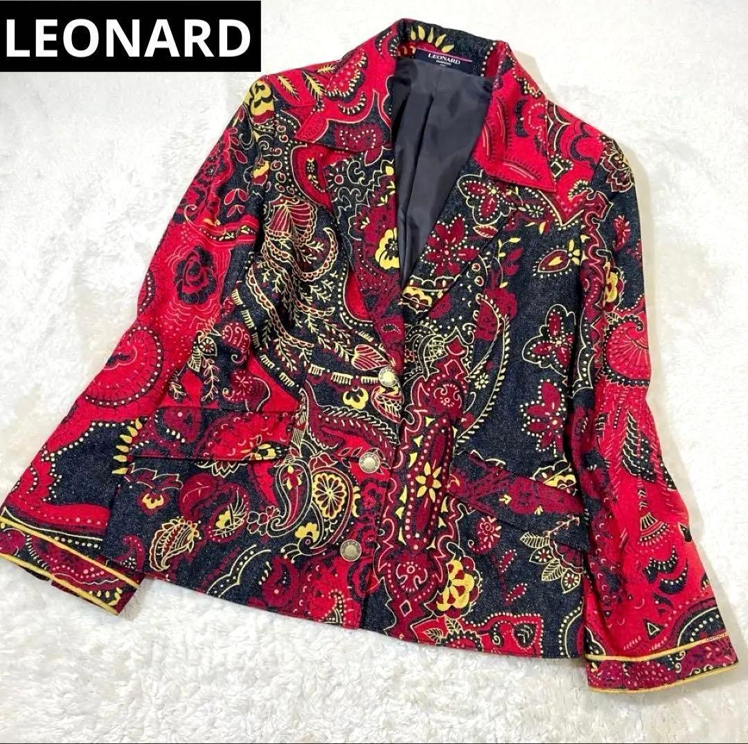 希少 LEONARD レオナール シルク100% 総柄 ジャケット 赤 L - メルカリ