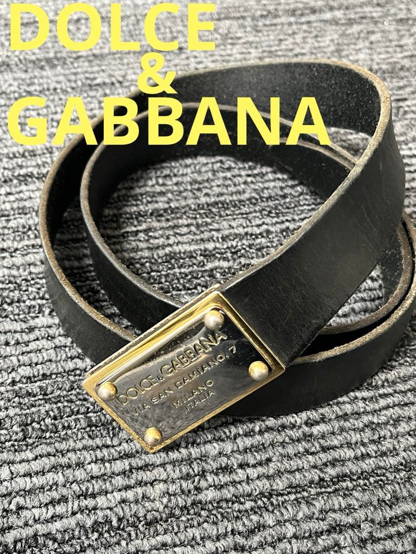 Dolce & Gabbana ブラックレザーベルト - メルカリ