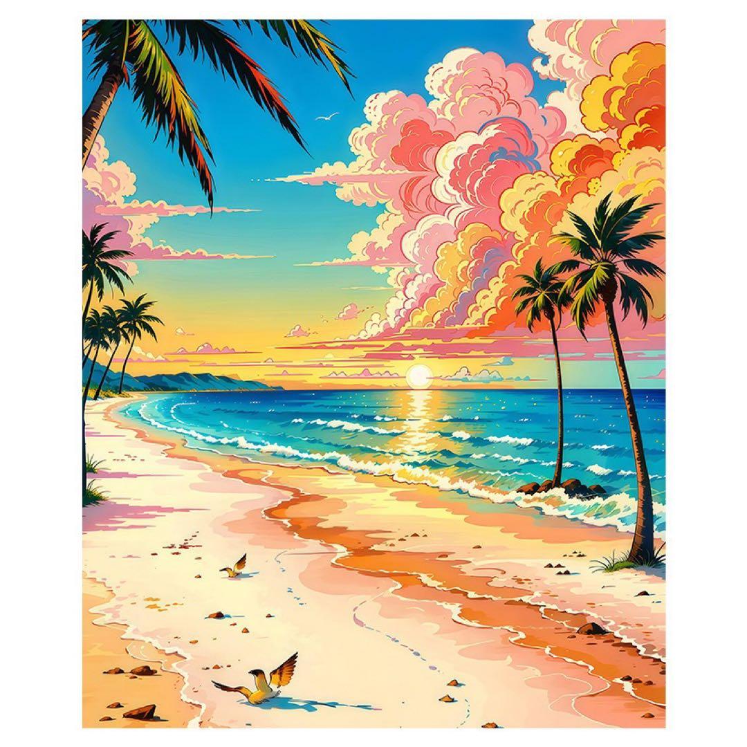 ビーチ風景 夕日 デジタルアート sunset-beach7.jpg