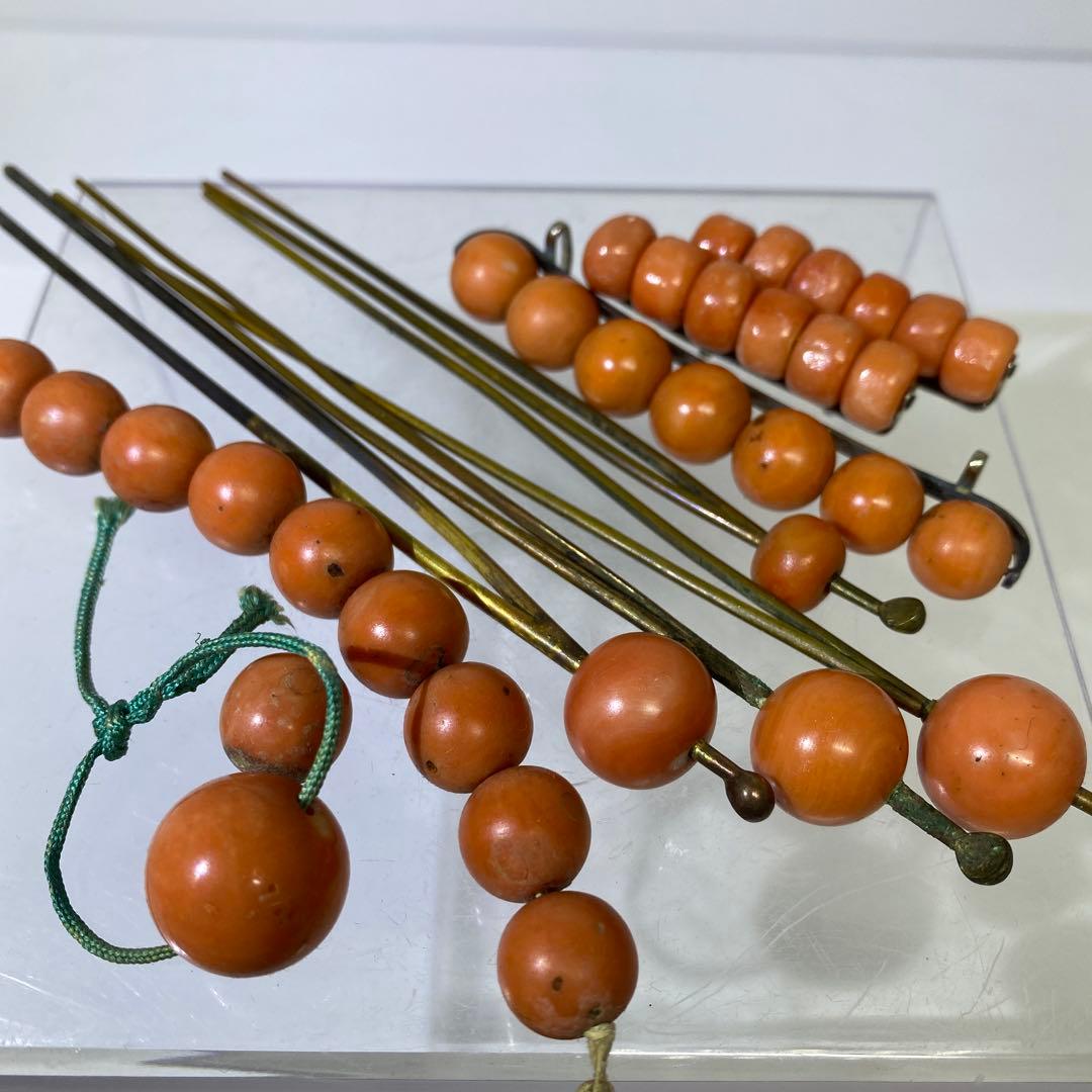 本赤珊瑚　玉　簪　93g チヒチ　東さ8-0107☆1F 桃色珊瑚玉 かんざし 【商品紹介動画が商品説明からご覧いただけます