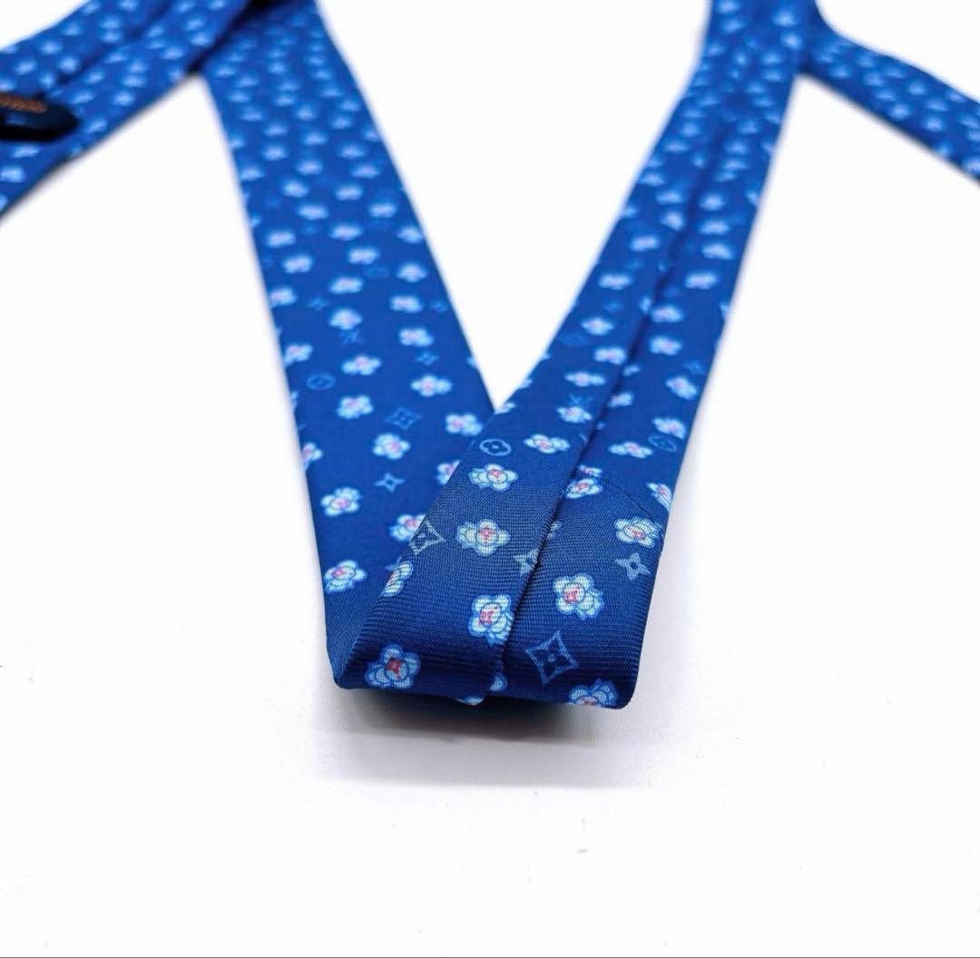 LOUIS VUITTON ヴィヴィエンヌ ネクタイ ブルー 花柄 希少 箱付き