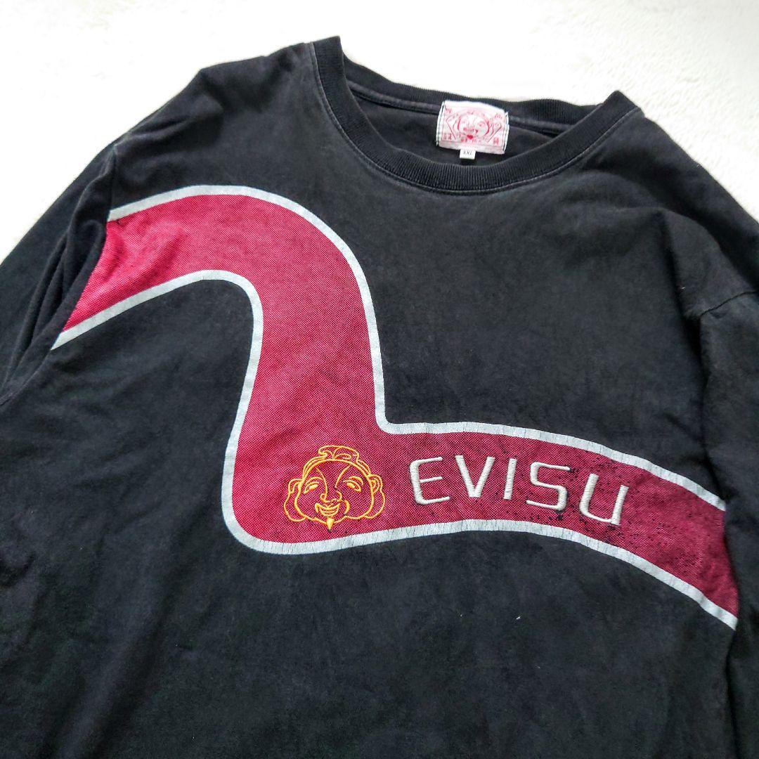 入手困難 完売品 EVISU デカロゴ 恵比寿さん 刺繍 ロンT ブラック