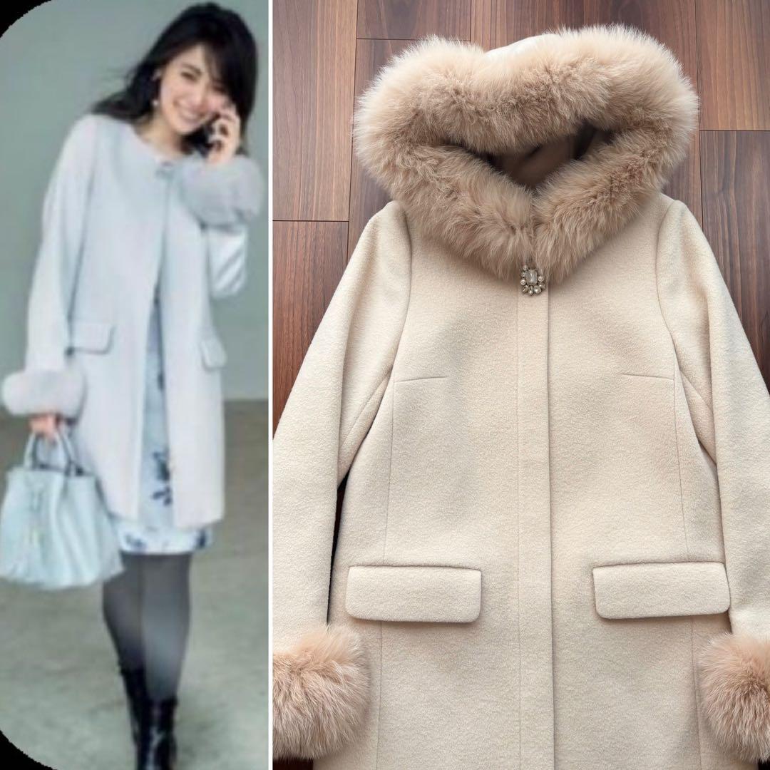 ☆アプワイザーリッシェ☆フードファー付5WAYコート☆薄ベージュ0