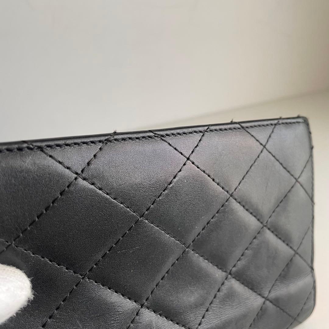 美品✨白黒カンボンラインChanel キルティング長財布 シャネルマト