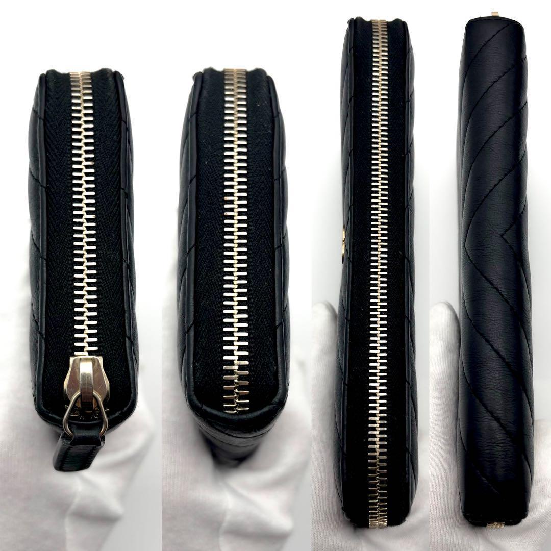 超極美品✨付属充実】シャネル シェブロン Vステッチ ラウンドジップ