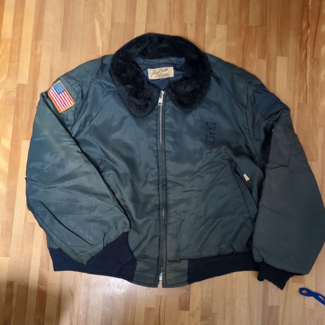 が*が様 80s FLIGHT JACKET ボア襟 ナイロンブルゾン ボア襟付きフェイクムートン ミリタリーブルゾン/フライトジャケット