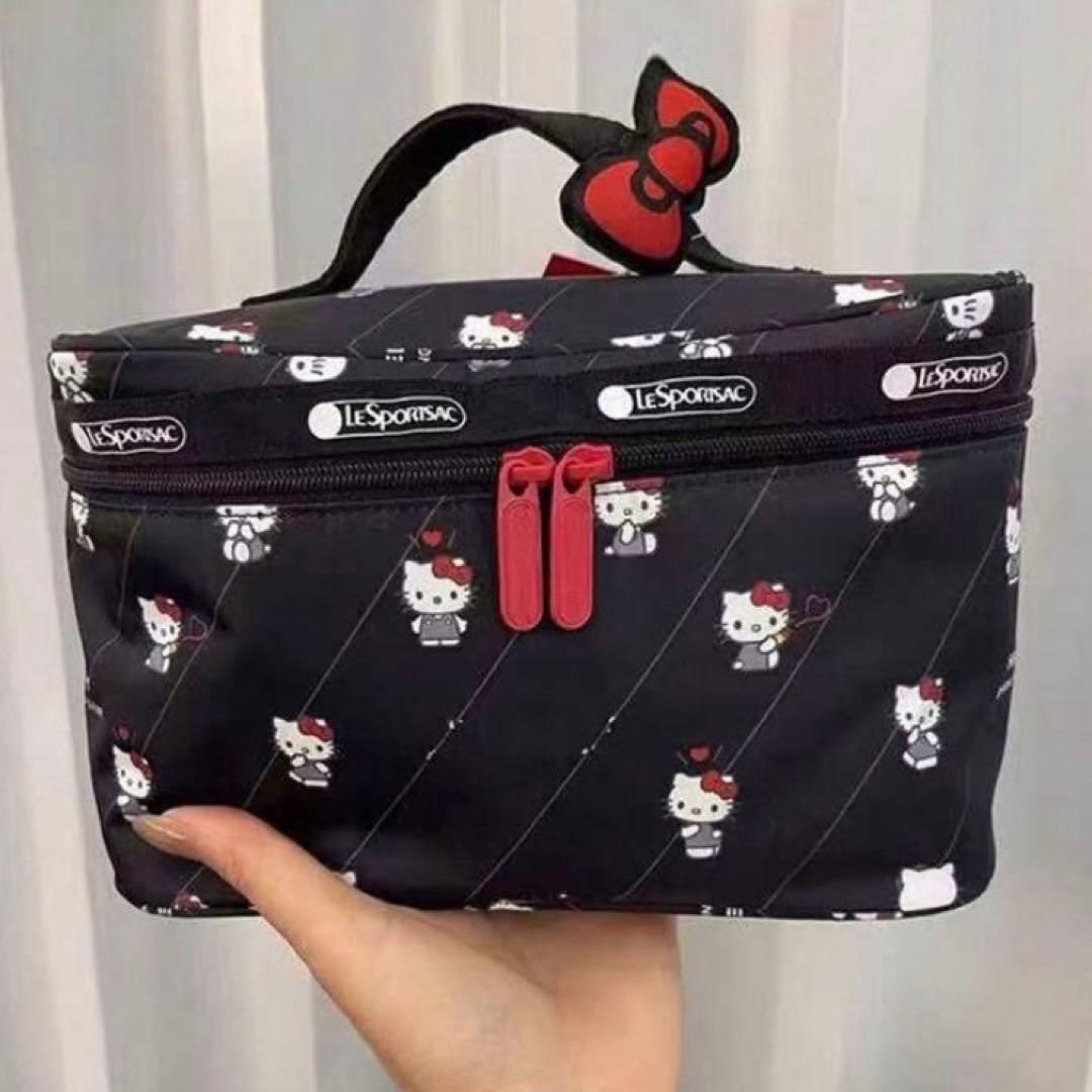 レスポートサック ハローキティ バニティポーチ ブラック リボン 新品