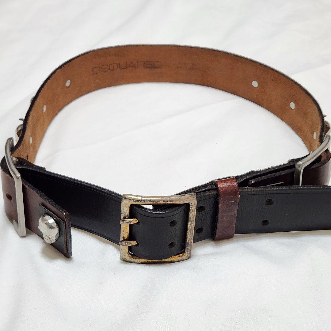 DSQUARED2 スカル コンチョ レザーベルト y2k 00s バイカラー - メルカリ