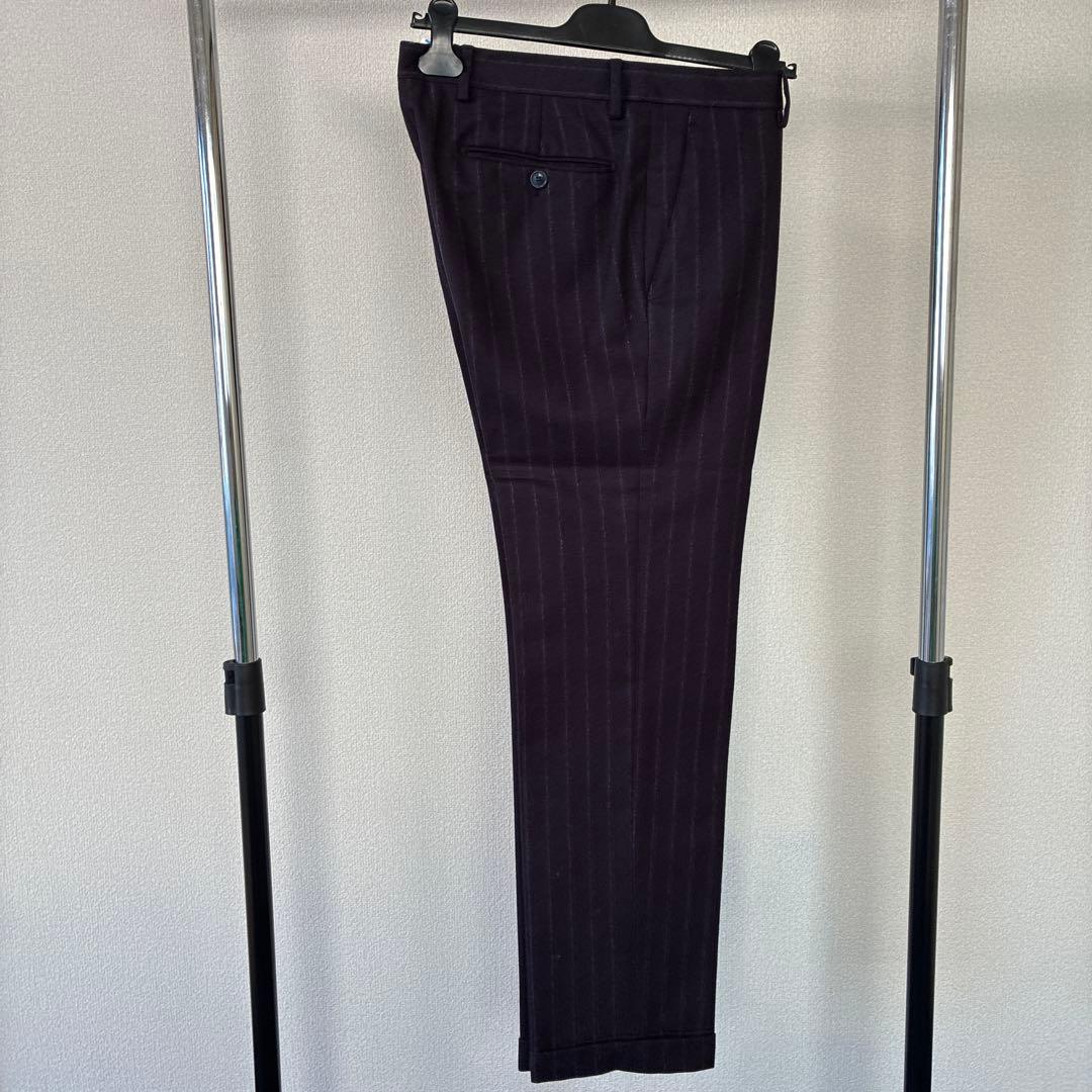 エトロ ダークパープル チョークストライプ ビジネススーツ 48サイズ