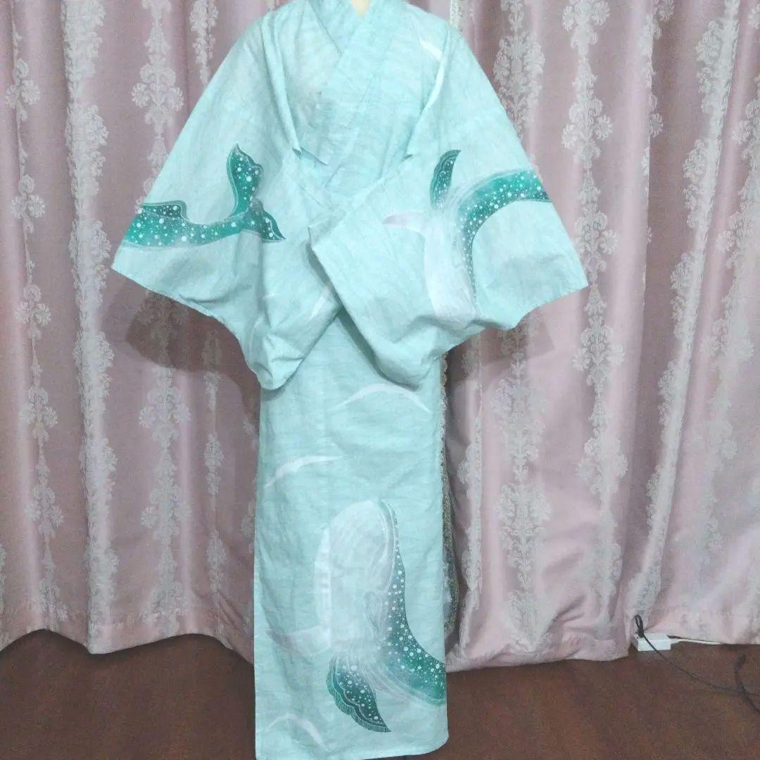 鯨柄　絵羽模様の浴衣 レディース浴衣 波 クジラ 鯨 絵羽柄 綿| きもの館 創美苑