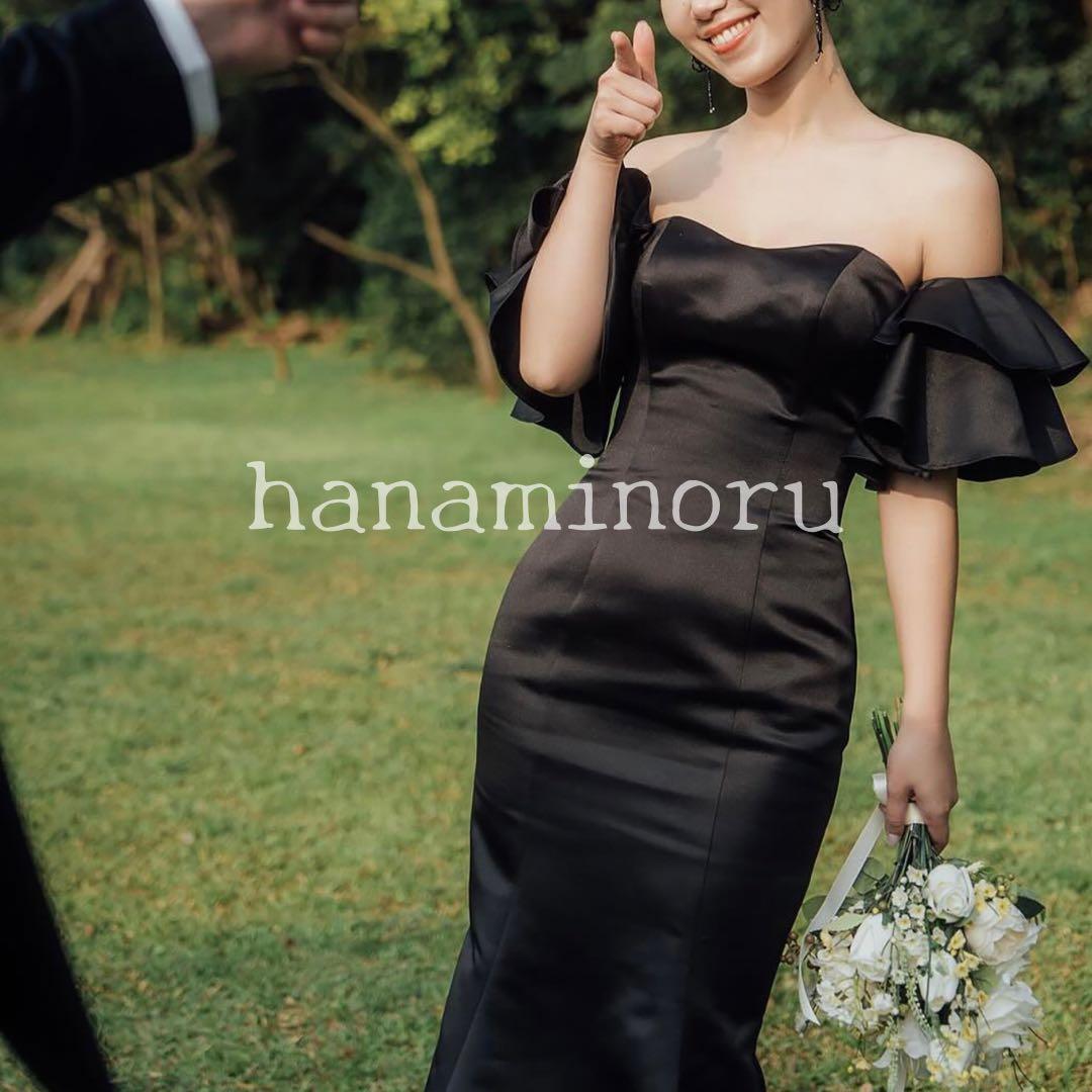 前撮り お色直し 披露宴 結婚式 二次会 ドレス 黒 街撮り フォト