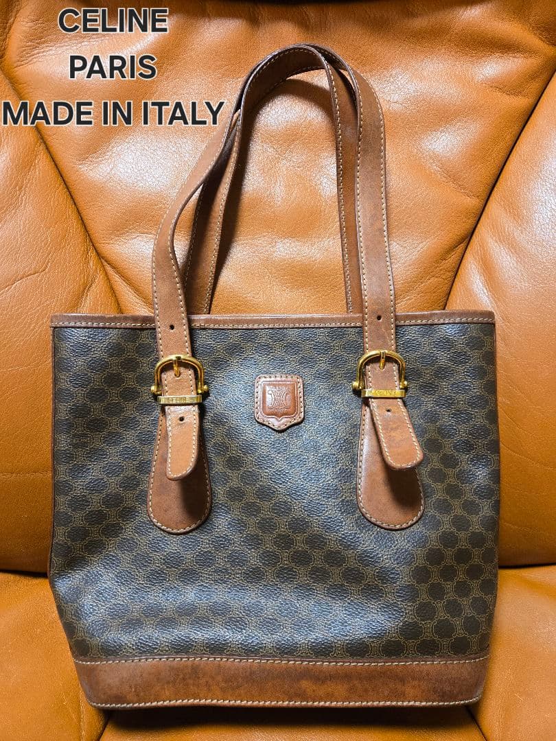 CELINE　セリーヌ　ブラウン　マカダム　トートバッグ　バケツ型 セリーヌ CELINE バケツ型 ミニトートバッグ ショルダーバッグ