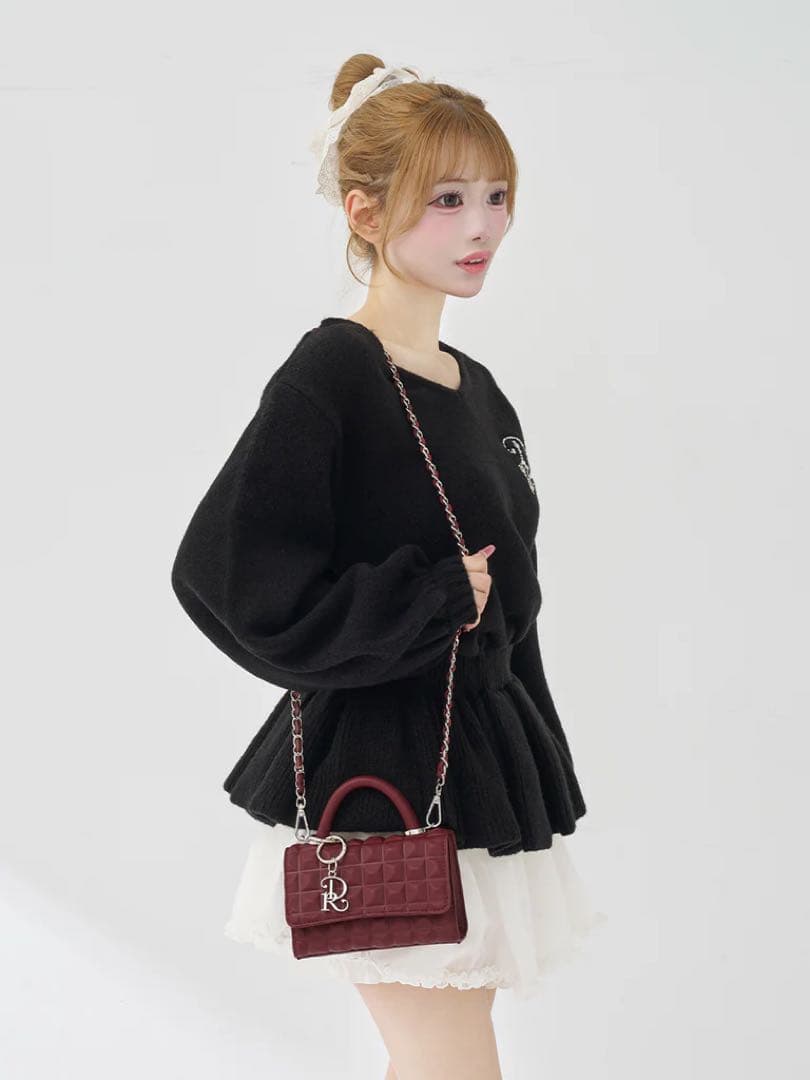 新品 ダーリッチ DRチャームチョコレートハンドバッグ ボルドー