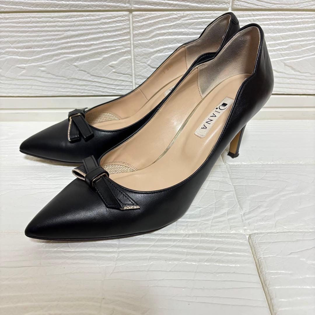 美品】DIANA パンプス リボン ブラック レザー 24.5 - メルカリ