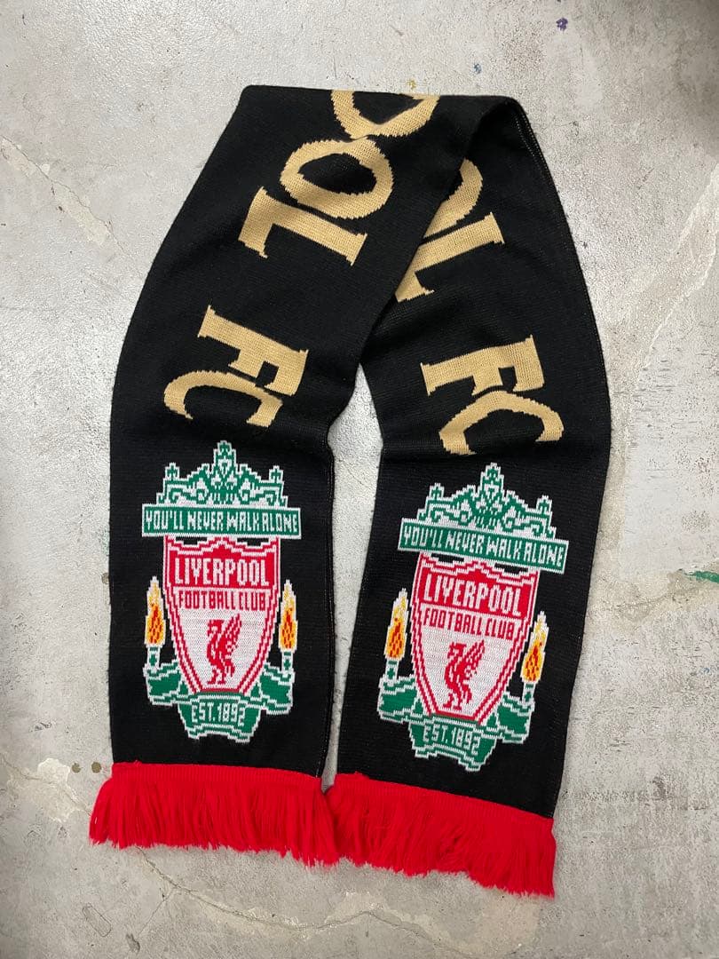 00s Liverpool リバプール　サッカーマフラー　黒　y2k マフラー DDF2447B-A70C-4CDB-BB1B-