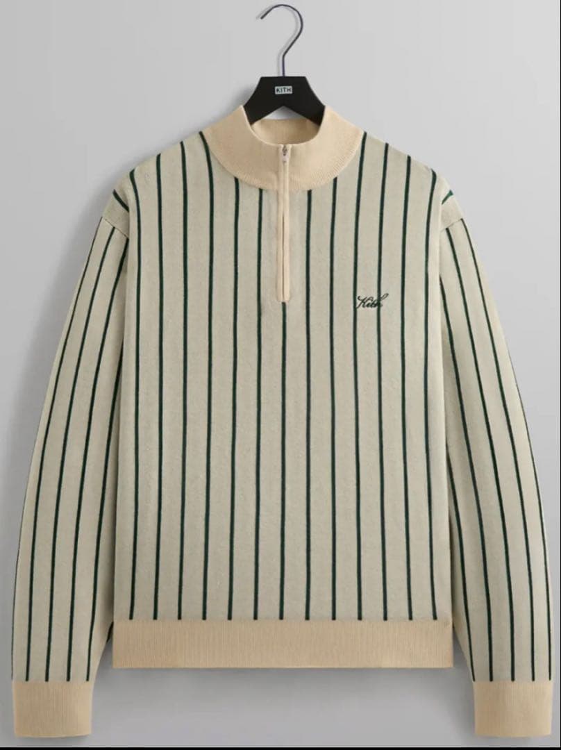 【⚠️お値下げ可】kith ハーフジップアップセーター KITH（キス） Quarter Zip Popover Sweatshirt ロゴ刺繍 襟付きハーフ