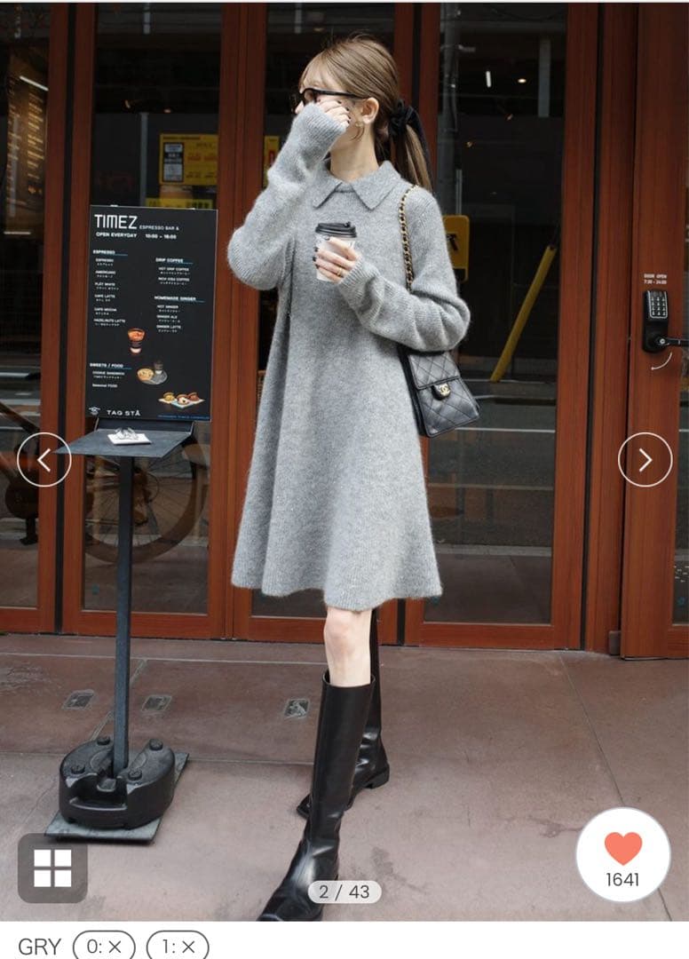 ミラオーウェン 襟付きペプラムニットミニワンピース - メルカリ