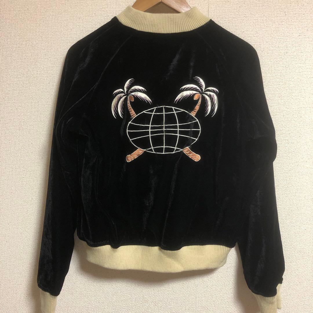 希少 90s 刺繍 リバーシブル ベロア スカジャン レディースMサイズ