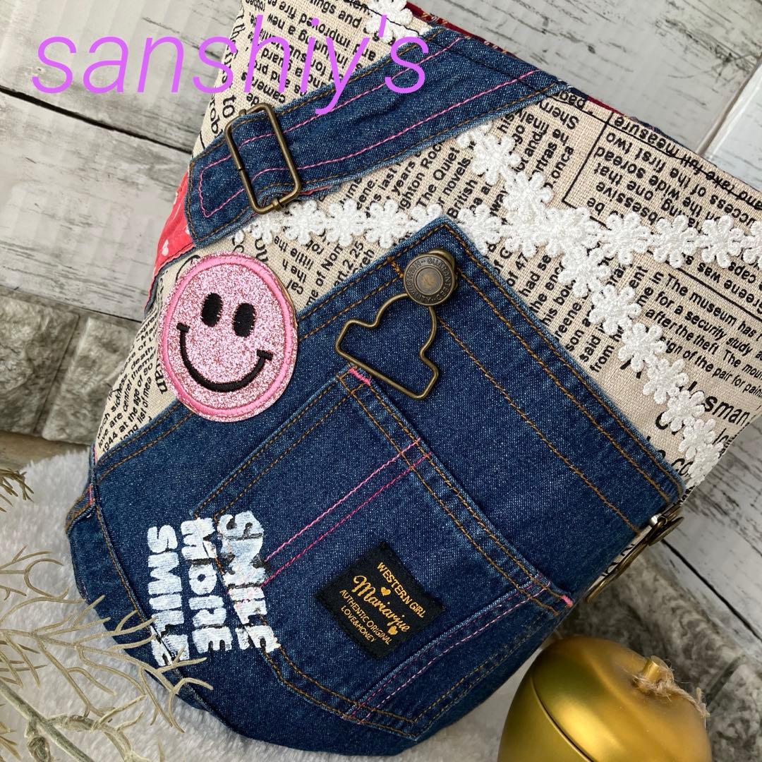 145 デニムリメイクバック 丸底バケツ型トートバック - メルカリ